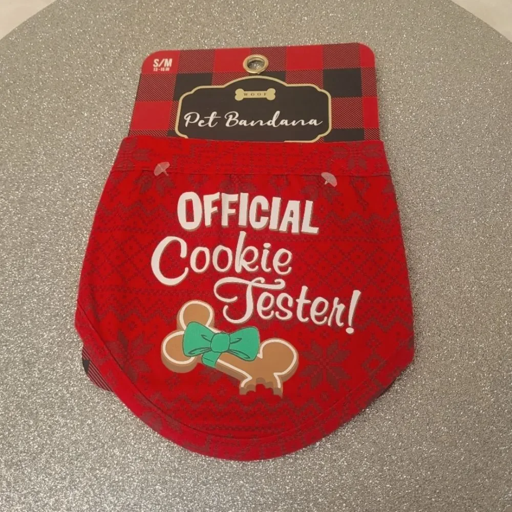 Woof Pet Bandana Official Cookie Tester Adjustable Neck Small-Medium Dog New OOS